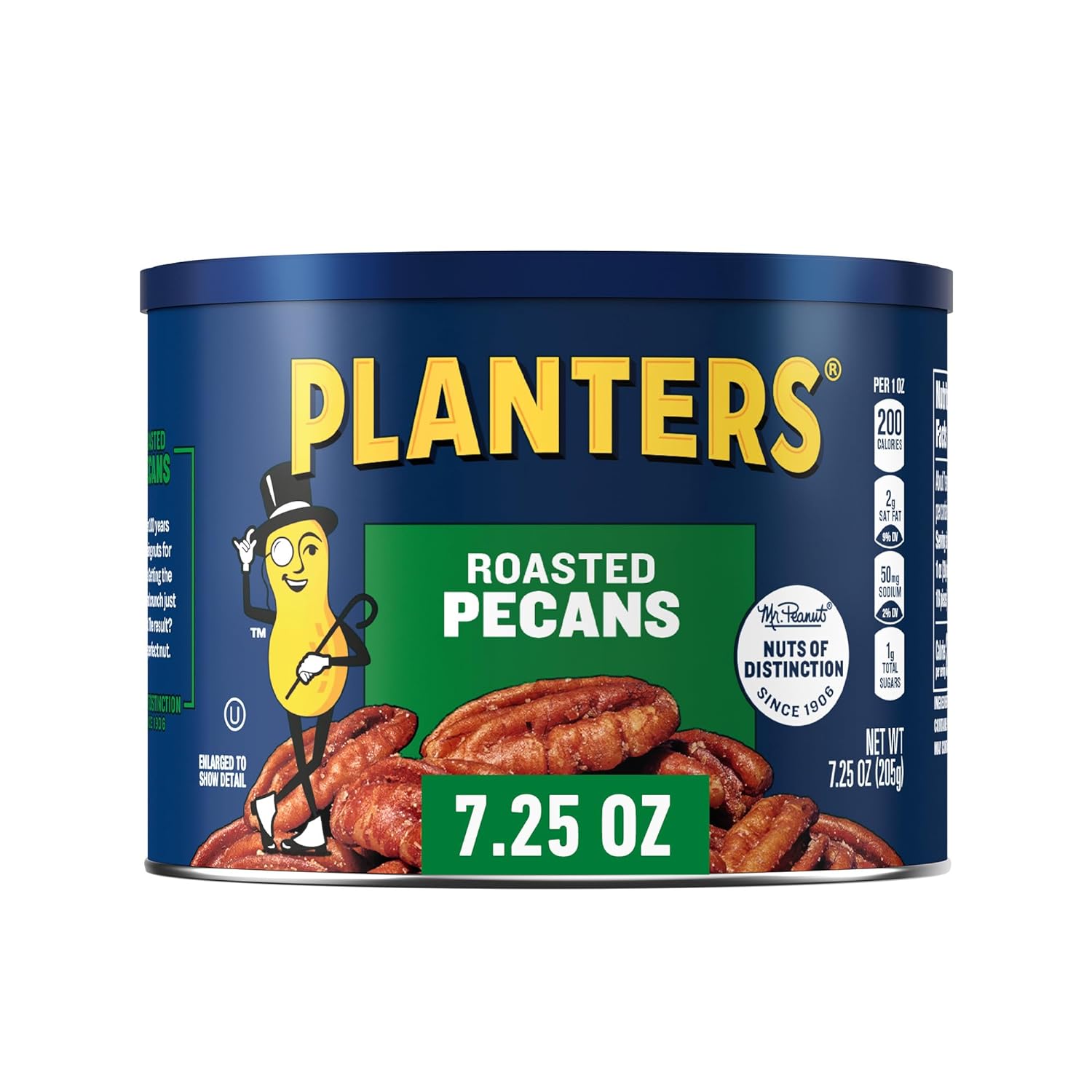 PLANTERS Roasted Pecan Nuts, Party Snacks, Plant-Based Protein, 7.25 Oz Canister - 24hrsmart